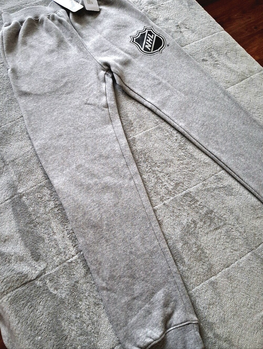 NHL - Boys L 12/14 Gray Fleece Jogger Sweatpants Logo NWT